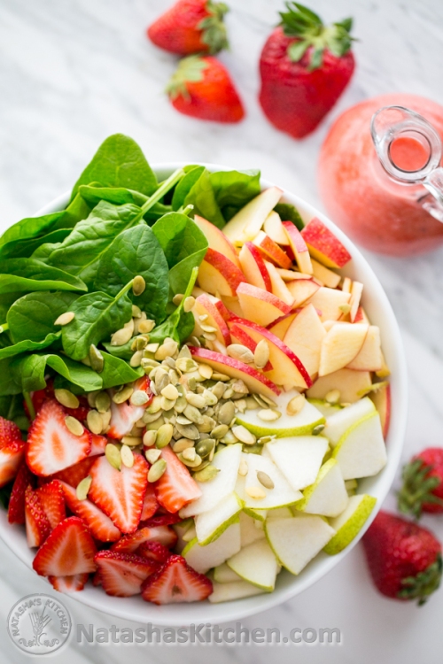 Apple-and-Pear-Spinach-Salad-with-Strawberry-Vinaigrette-7
